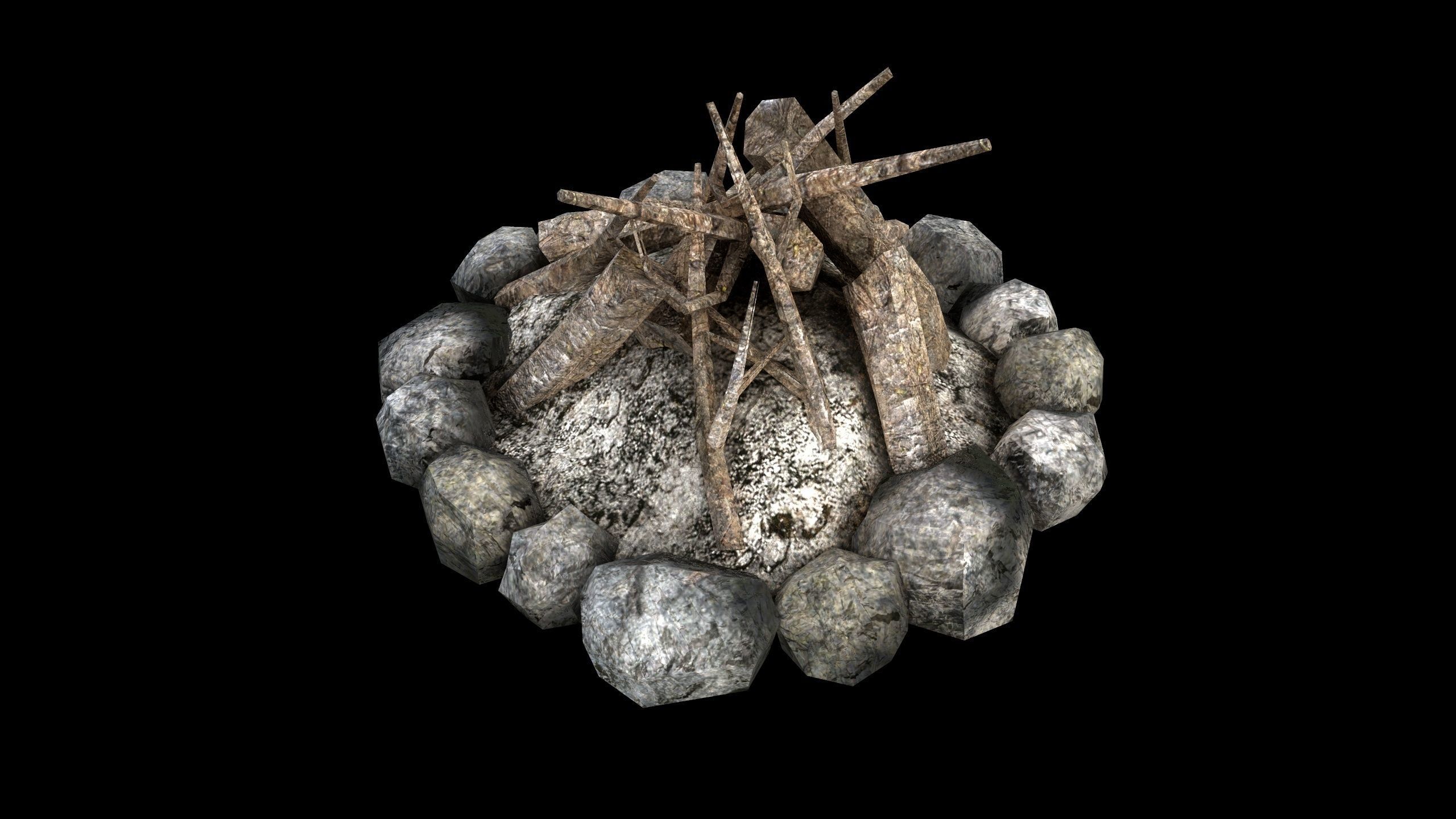Campfire - PBR - Textured Low-poly 3D model_8