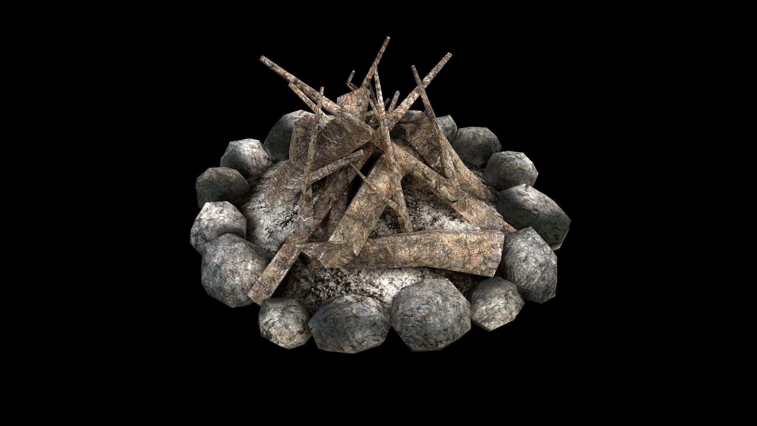 Campfire - PBR - Textured Low-poly 3D model_3