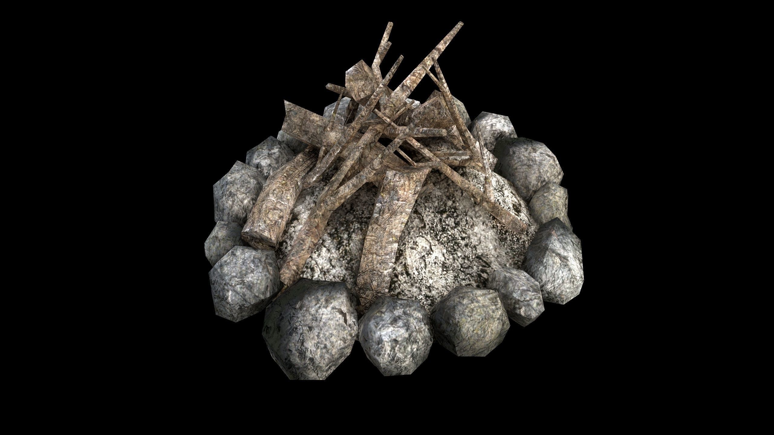 Campfire - PBR - Textured Low-poly 3D model_10