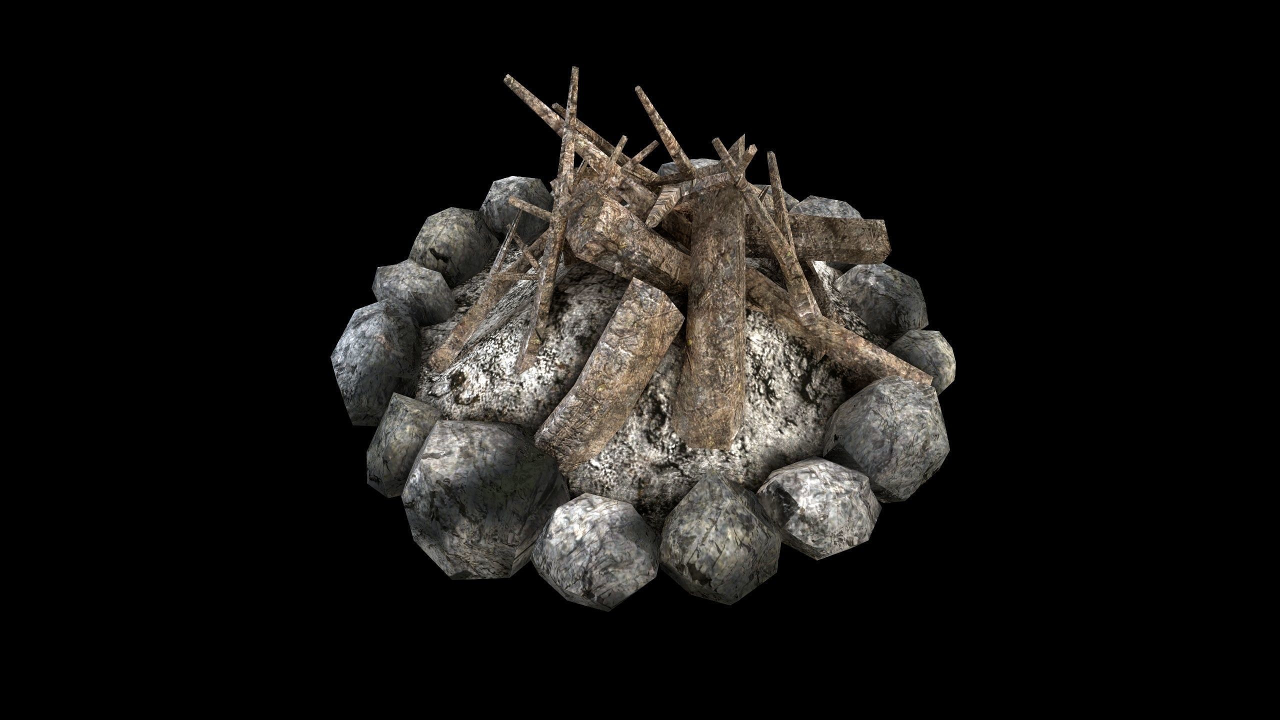 Campfire - PBR - Textured Low-poly 3D model_6