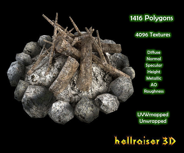 Campfire - PBR - Textured Low-poly 3D model