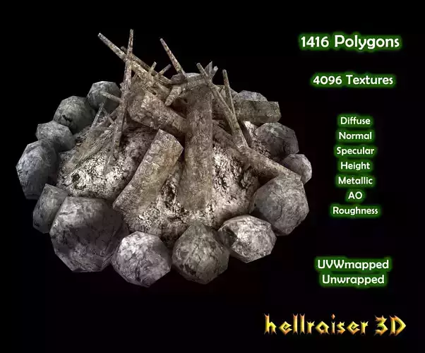Campfire - PBR - Textured Low-poly 3D model