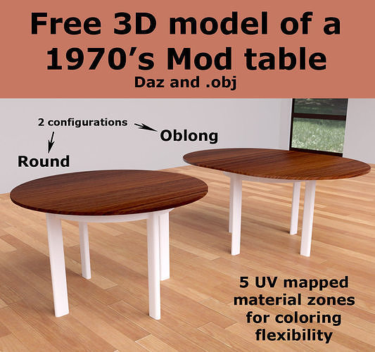 Table with two different views Free 3D model