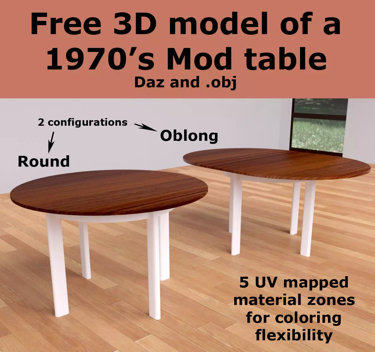 Table with two different views Free 3D model