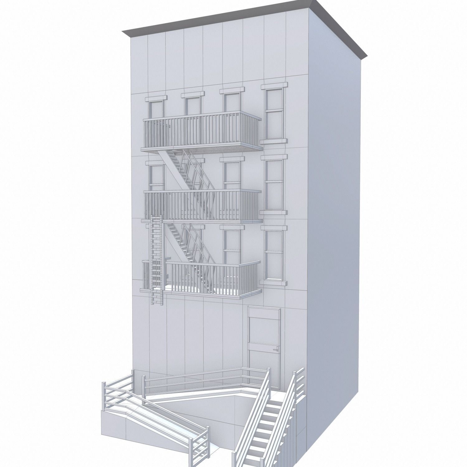 NYC Building 6 - PBR Low-poly 3D model_8