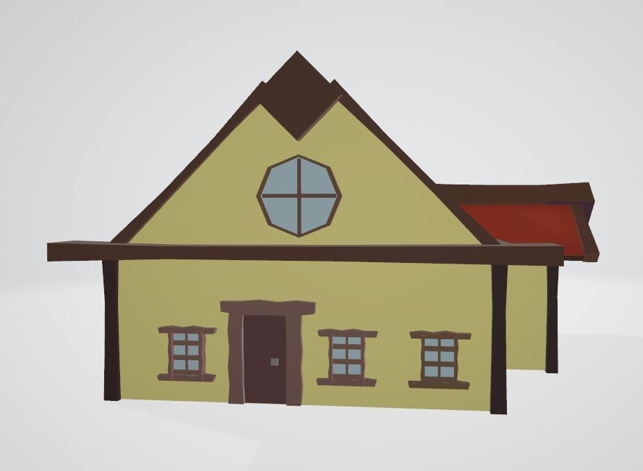 Cartoon House  Low-poly 3D model_2