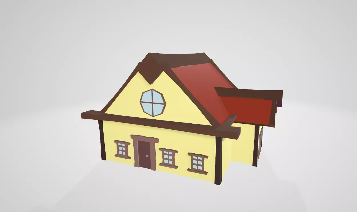 Cartoon House  Low-poly 3D model_0