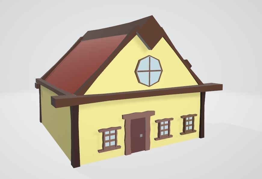 Cartoon House  Low-poly 3D model_1