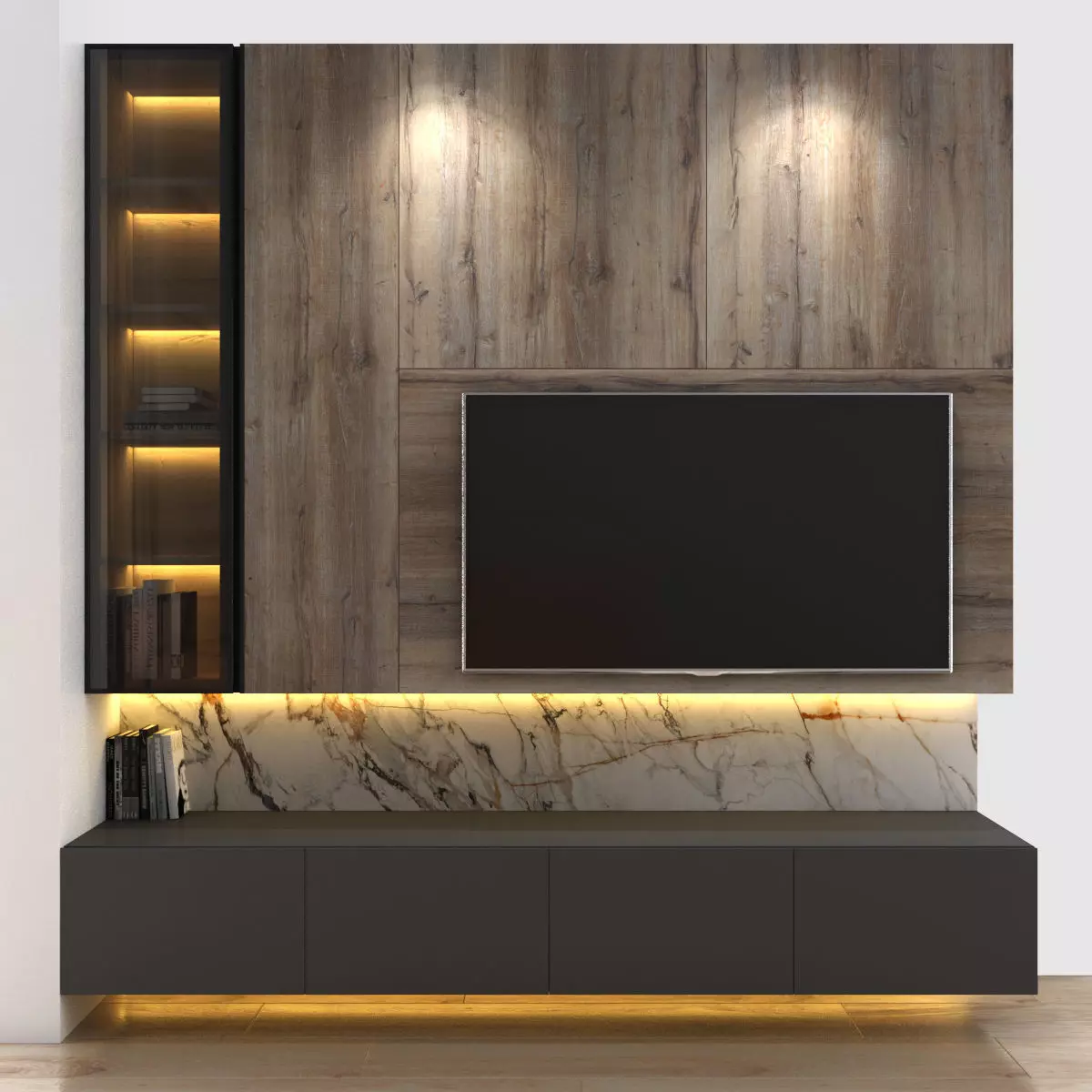 Tivi wall set 4 3D model_0