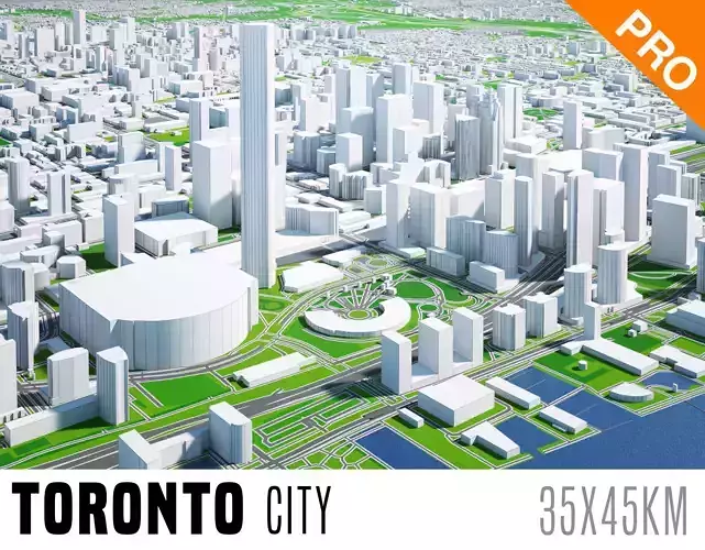Toronto City And Surroundings Canada Low Poly VR AR   Low-poly 3D model