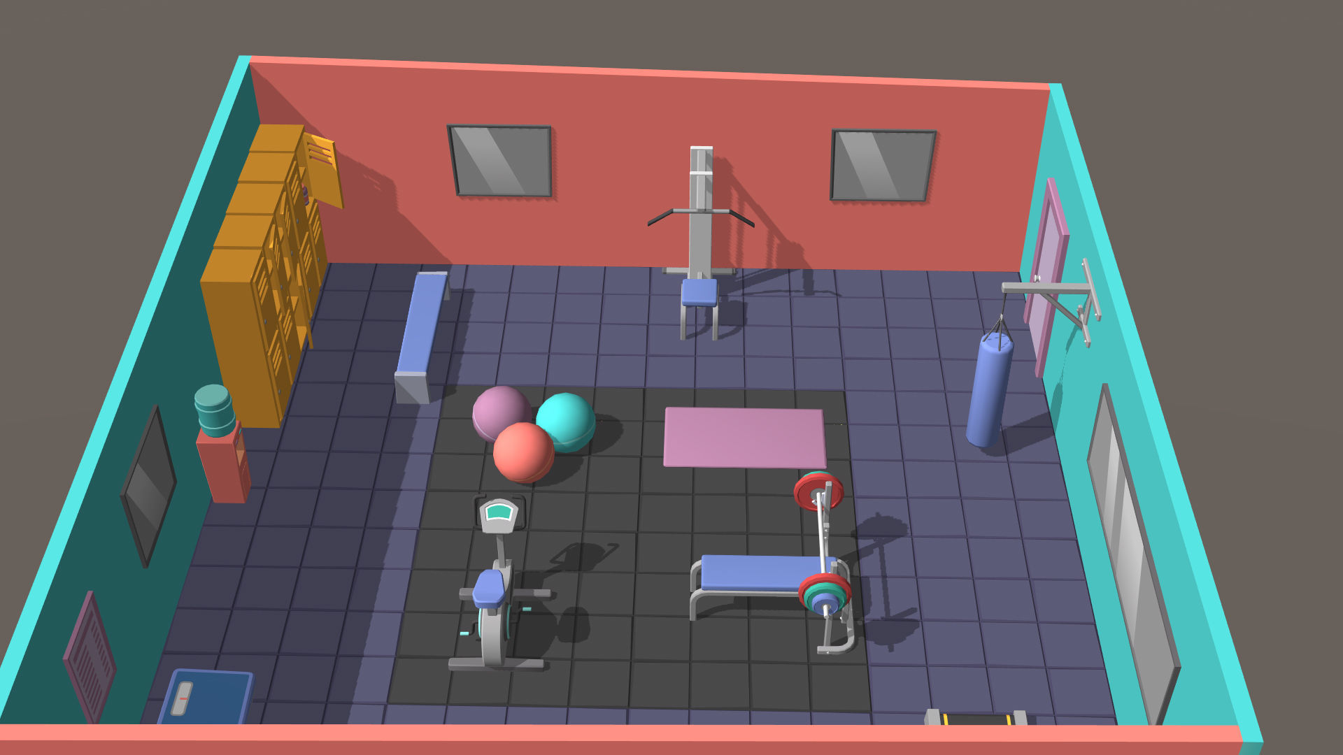 Hyper Casual Gym Low-poly 3D model_6