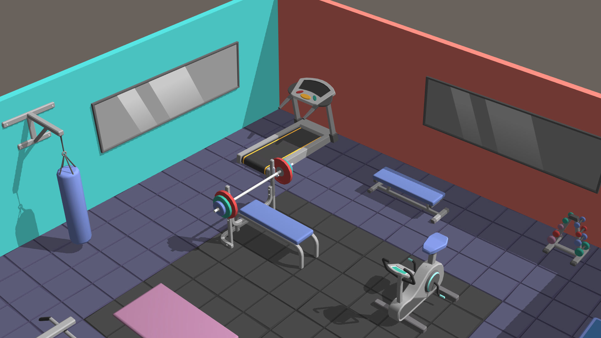 Hyper Casual Gym Low-poly 3D model_19