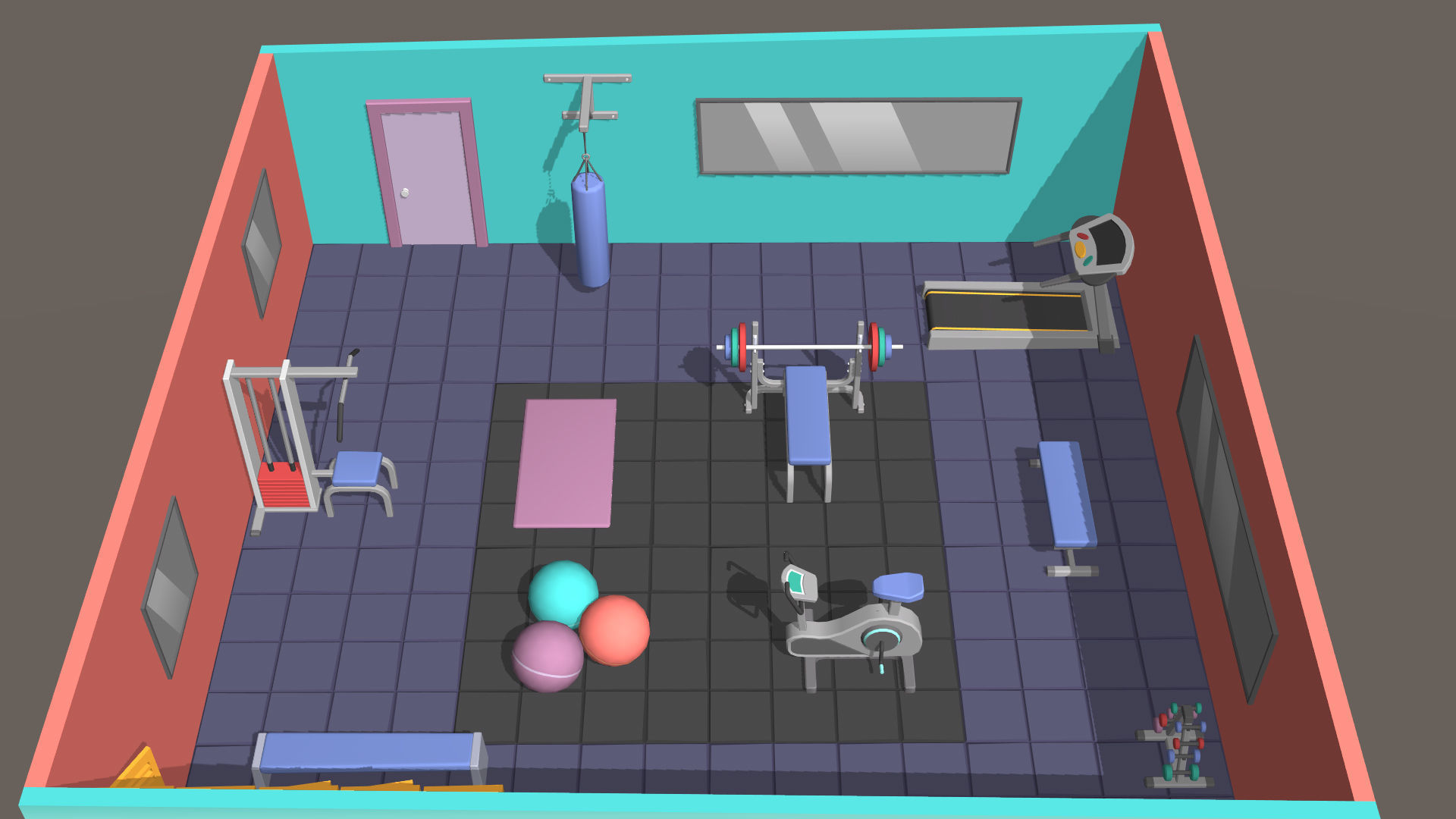 Hyper Casual Gym Low-poly 3D model_1