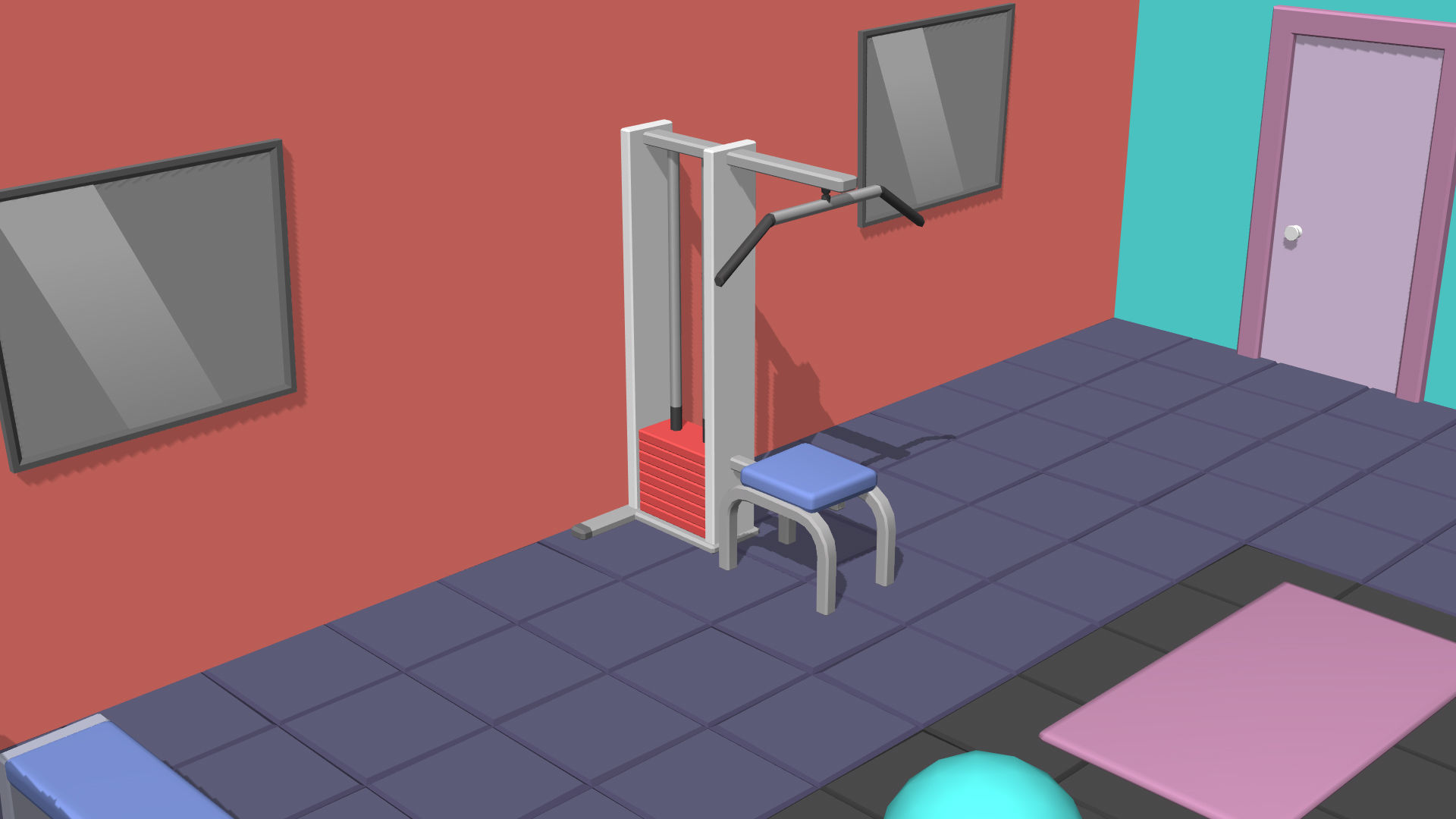 Hyper Casual Gym Low-poly 3D model_17