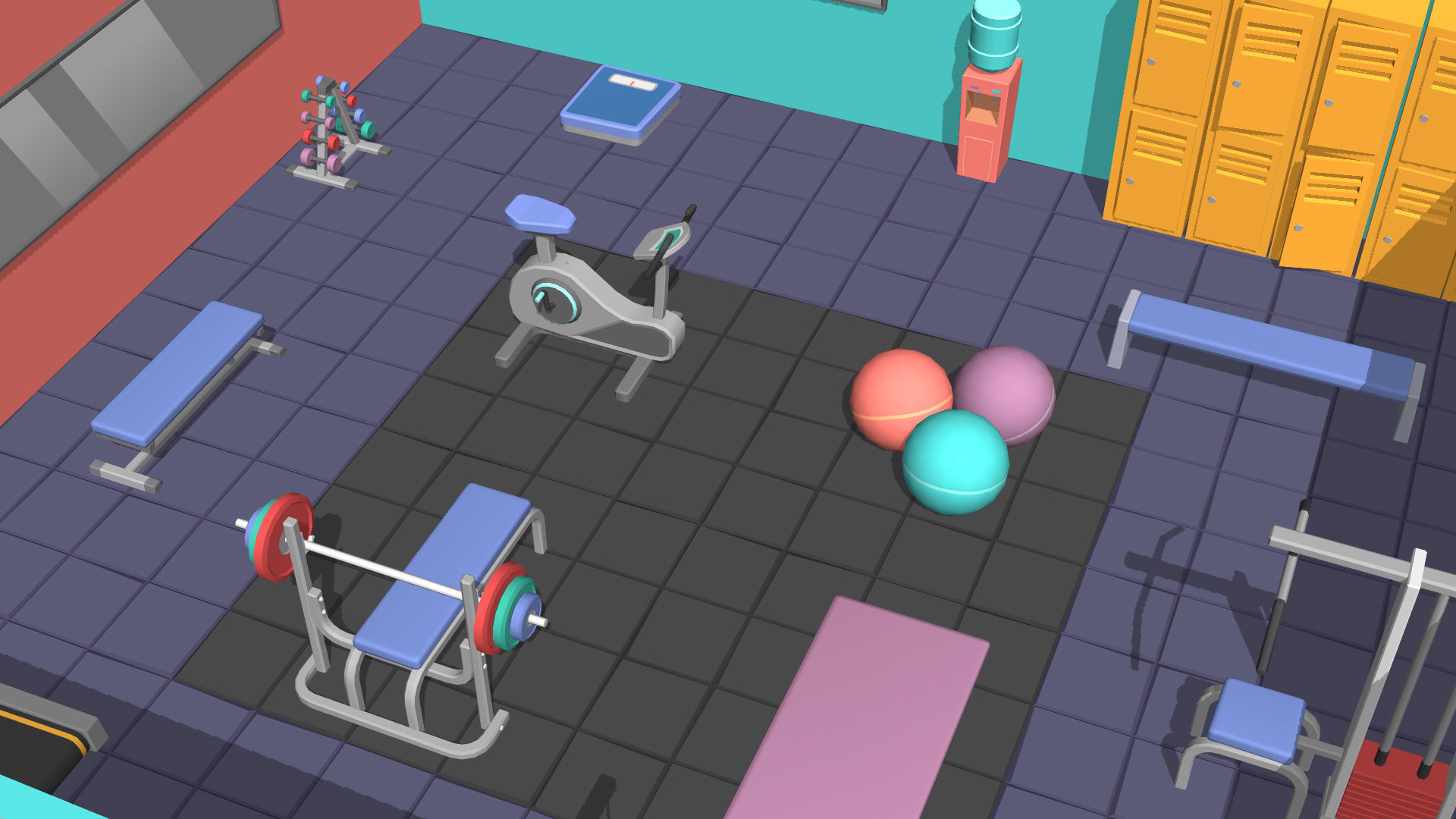 Hyper Casual Gym Low-poly 3D model_12