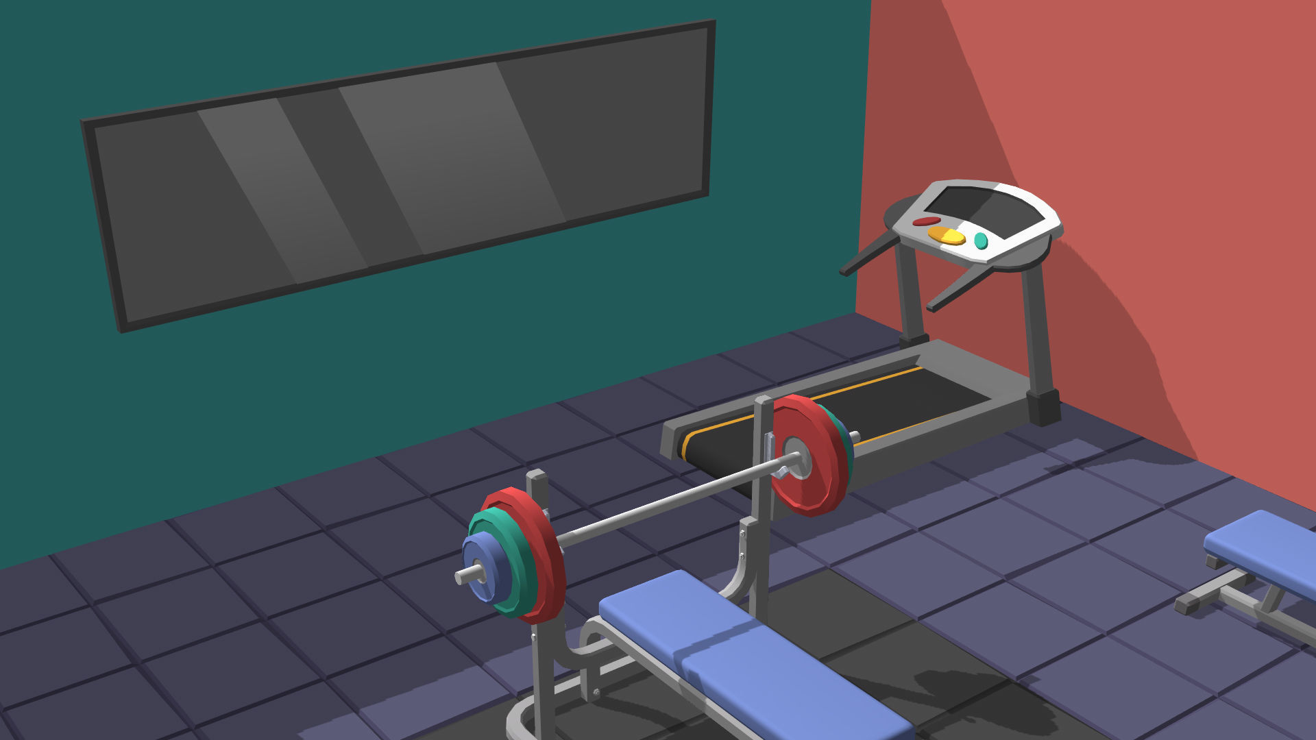 Hyper Casual Gym Low-poly 3D model_10