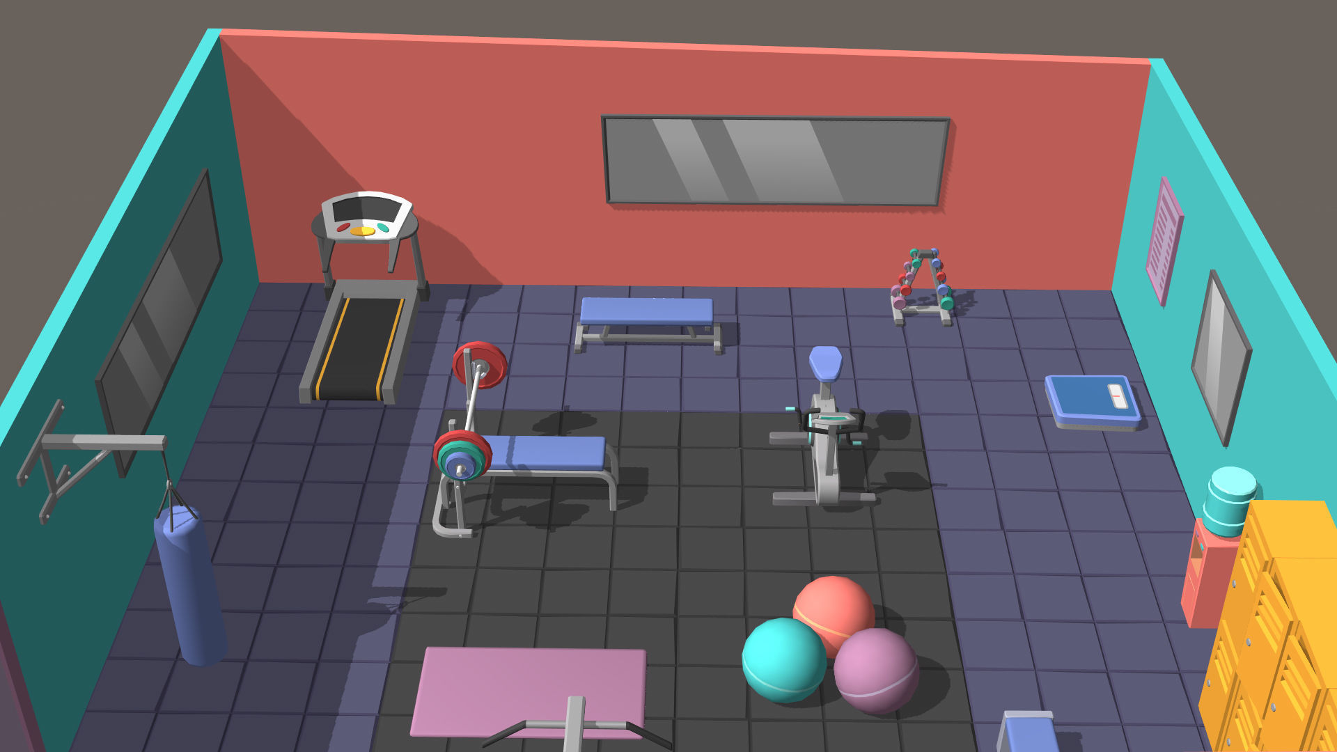 Hyper Casual Gym Low-poly 3D model_13