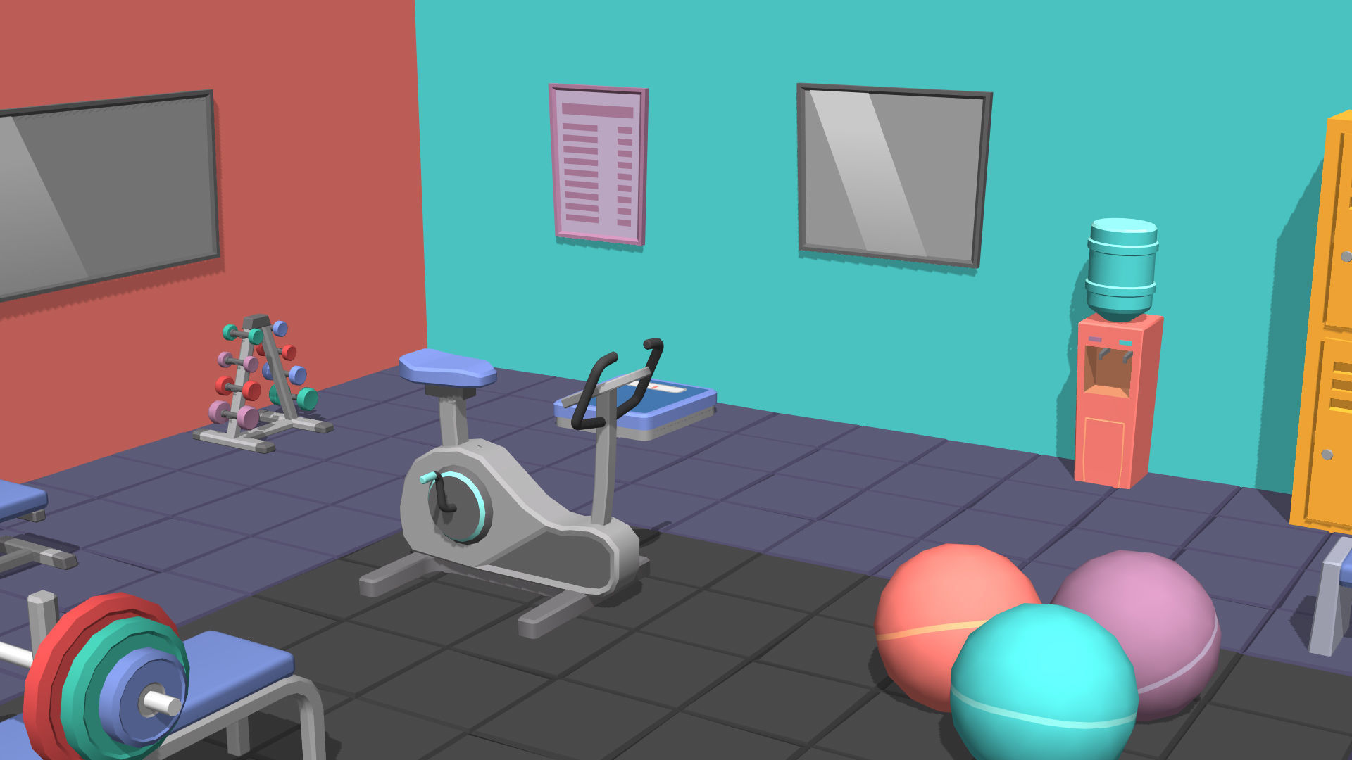 Hyper Casual Gym Low-poly 3D model_11