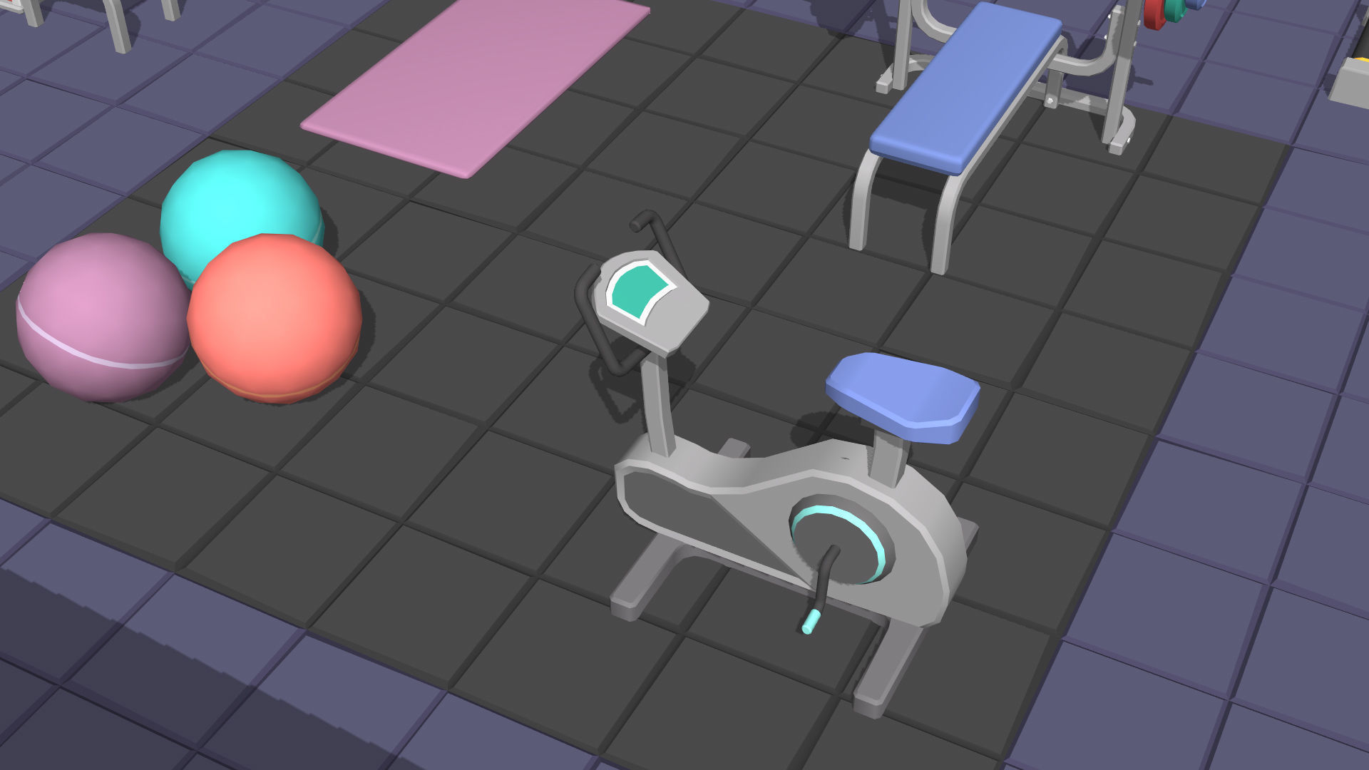 Hyper Casual Gym Low-poly 3D model_4
