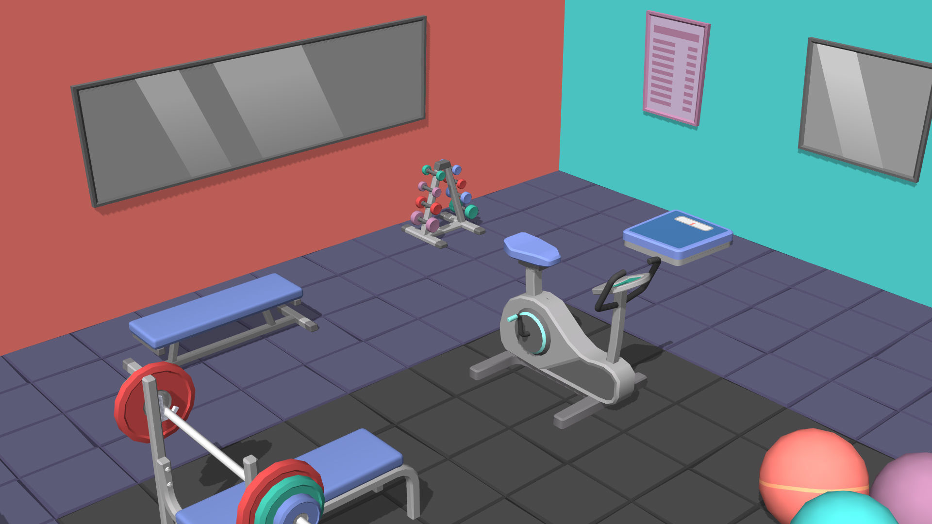 Hyper Casual Gym Low-poly 3D model_15