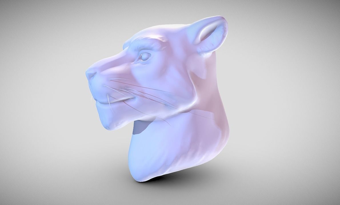 furry tiger head Free 3D model_1