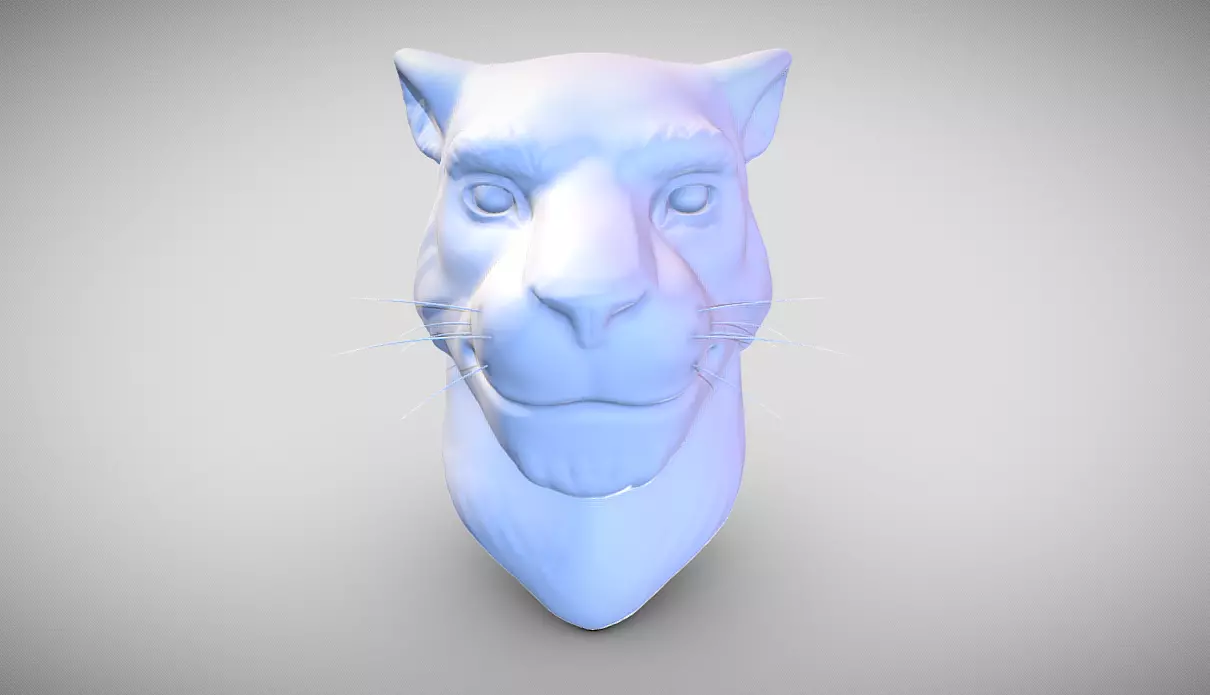 furry tiger head Free 3D model_0