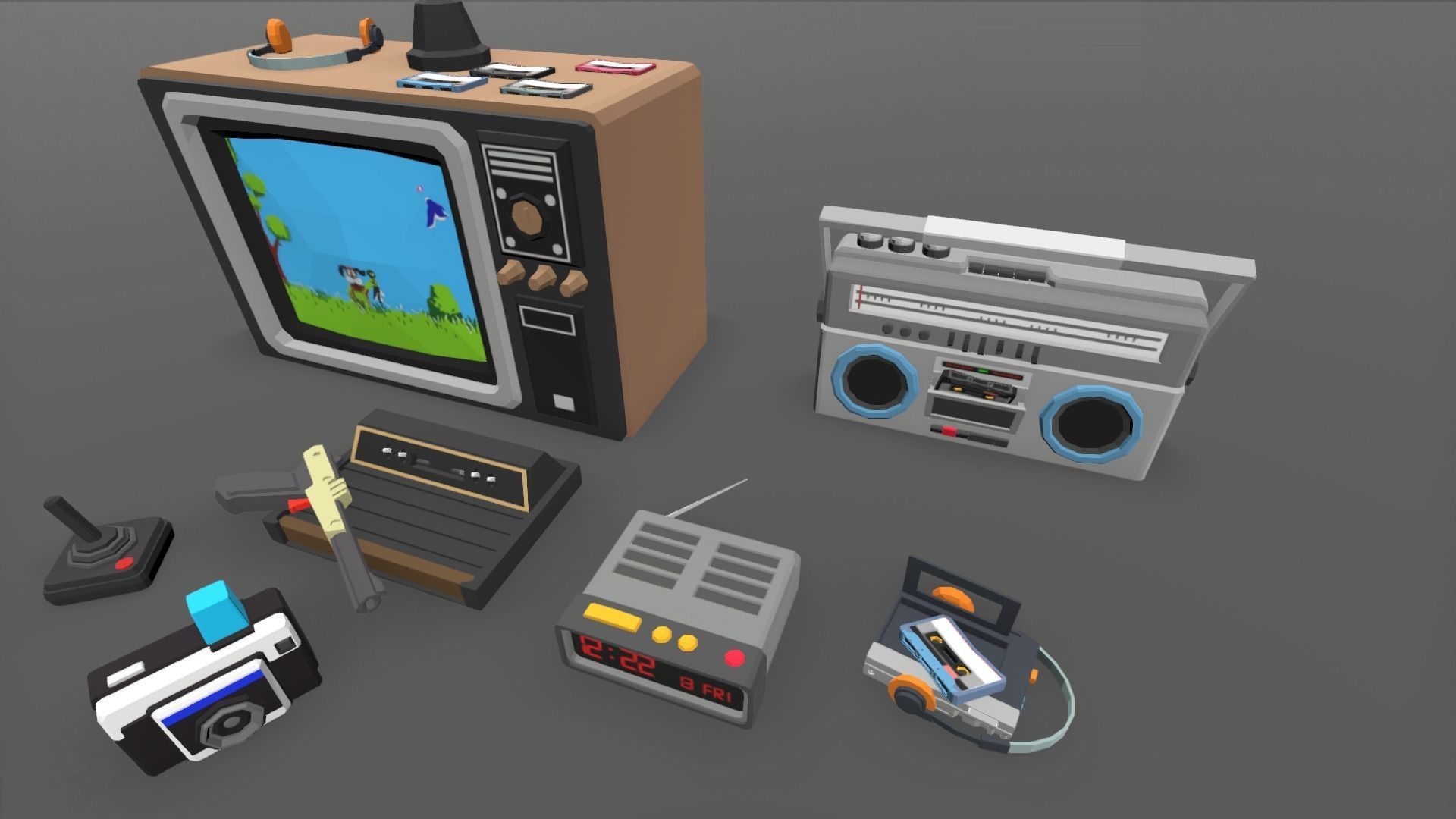 1980 - Retro Youth Room  3D Mid Poly  Low-poly 3D model_30