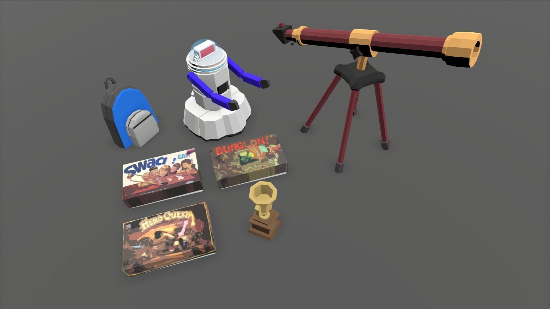 1980 - Retro Youth Room  3D Mid Poly  Low-poly 3D model_52