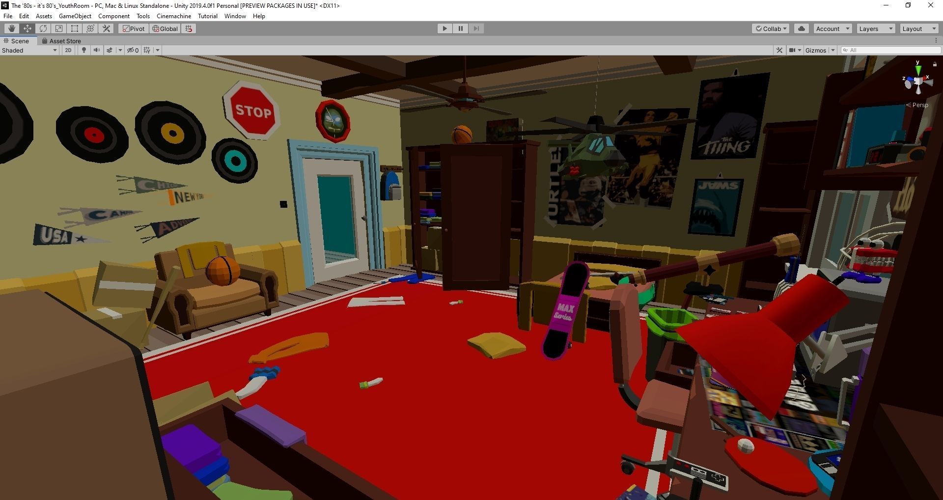 1980 - Retro Youth Room  3D Mid Poly  Low-poly 3D model_29