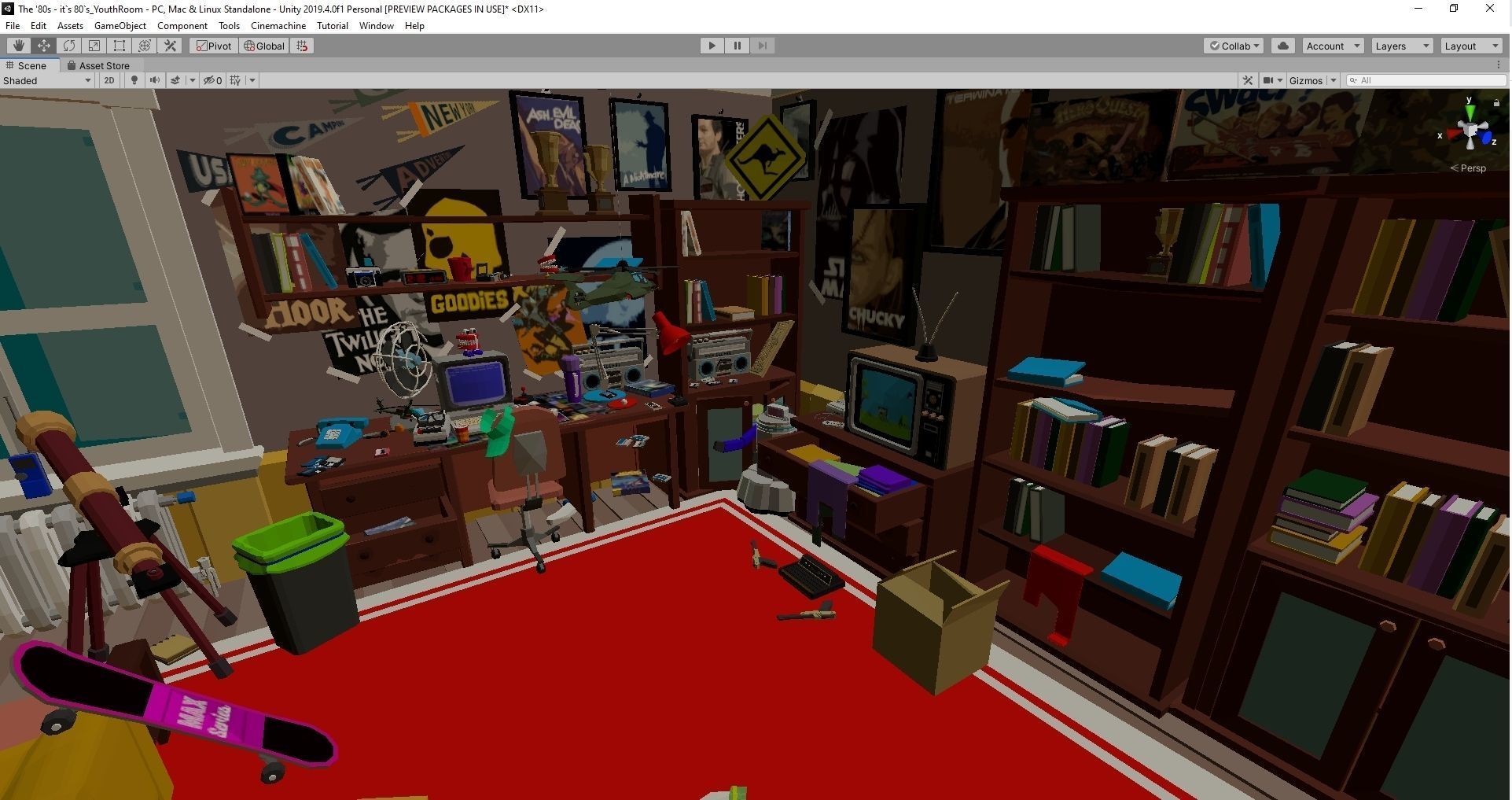 1980 - Retro Youth Room  3D Mid Poly  Low-poly 3D model_15