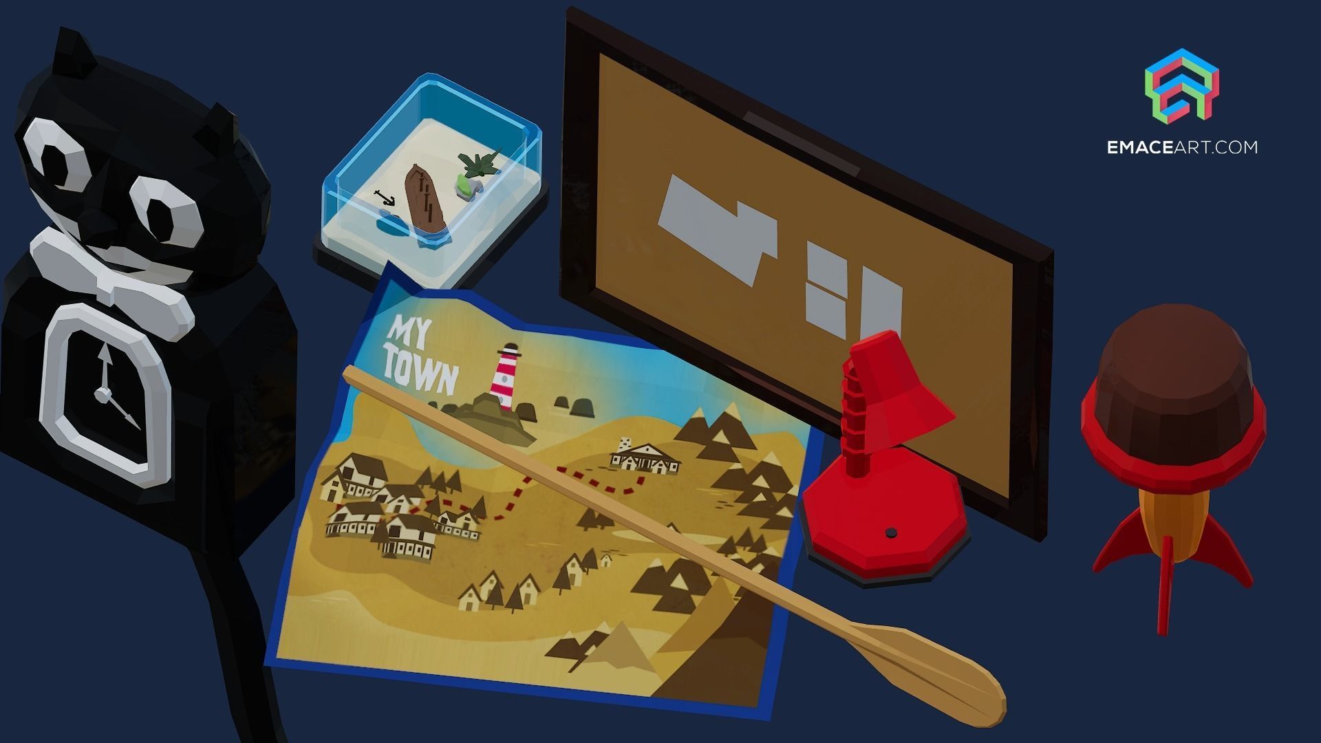 1980 - Retro Youth Room  3D Mid Poly  Low-poly 3D model_24