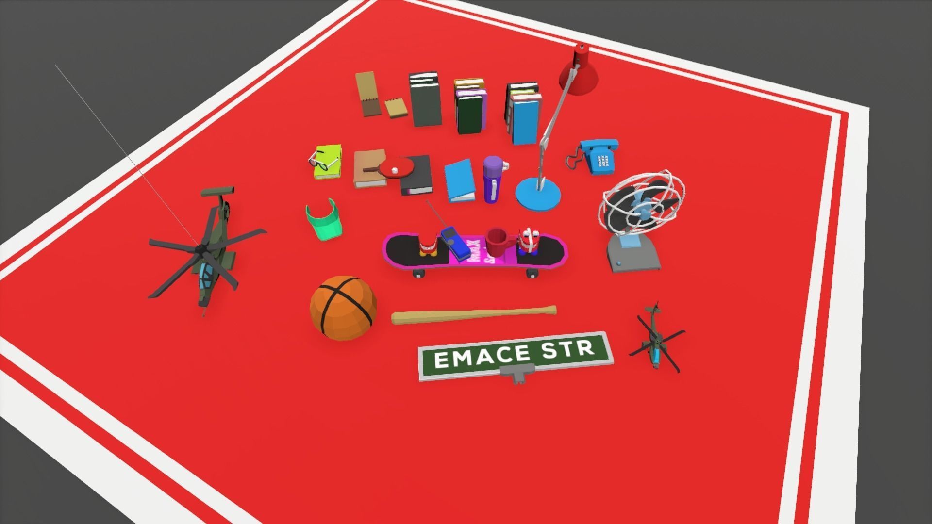 1980 - Retro Youth Room  3D Mid Poly  Low-poly 3D model_51