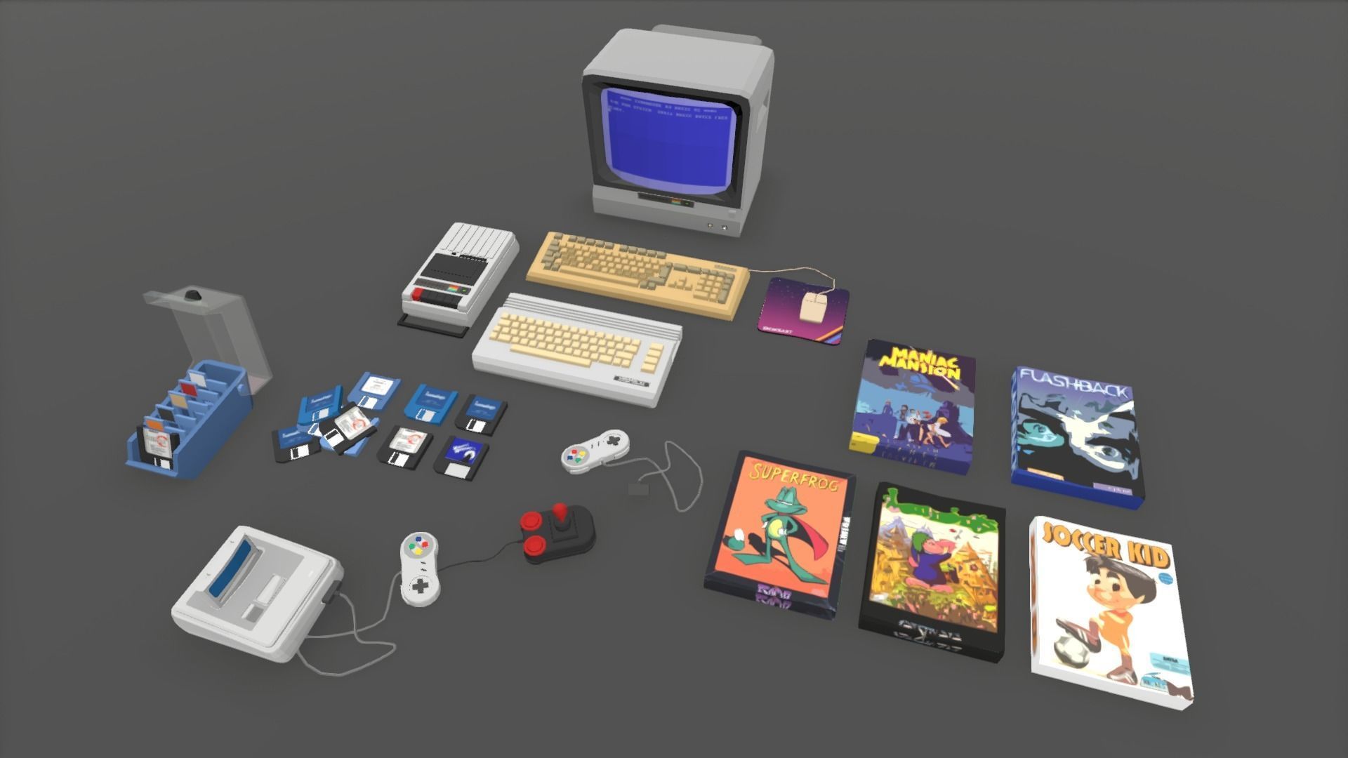 1980 - Retro Youth Room  3D Mid Poly  Low-poly 3D model_46