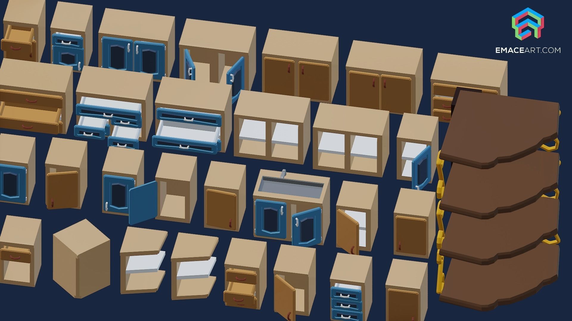 1980 - Retro Youth Room  3D Mid Poly  Low-poly 3D model_26