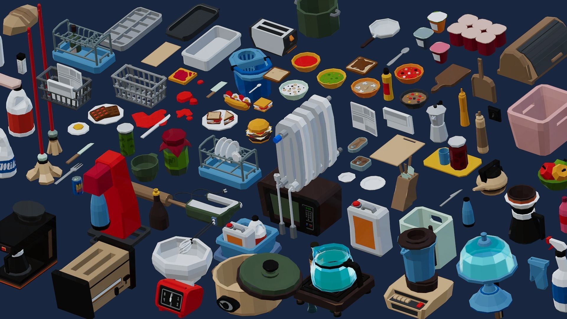 1980 - Retro Youth Room  3D Mid Poly  Low-poly 3D model_28