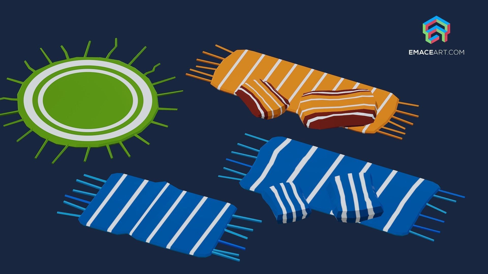 1980 - Retro Youth Room  3D Mid Poly  Low-poly 3D model_23