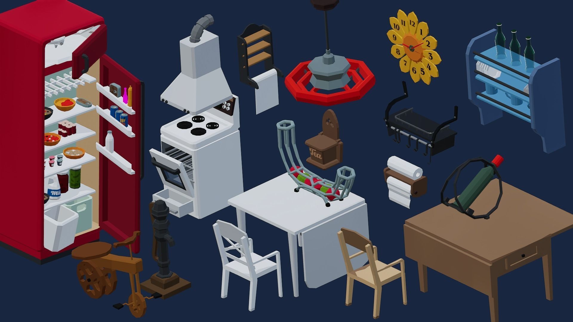 1980 - Retro Youth Room  3D Mid Poly  Low-poly 3D model_22