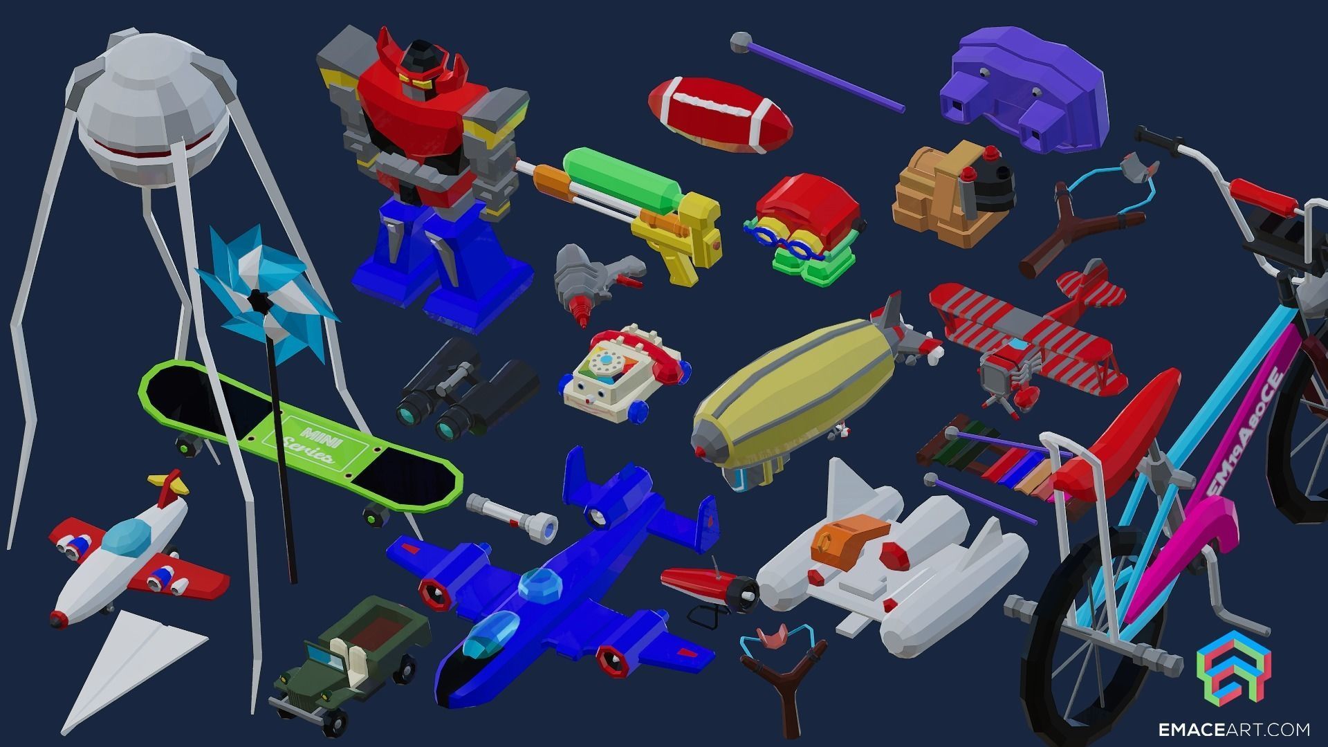 1980 - Retro Youth Room  3D Mid Poly  Low-poly 3D model_25