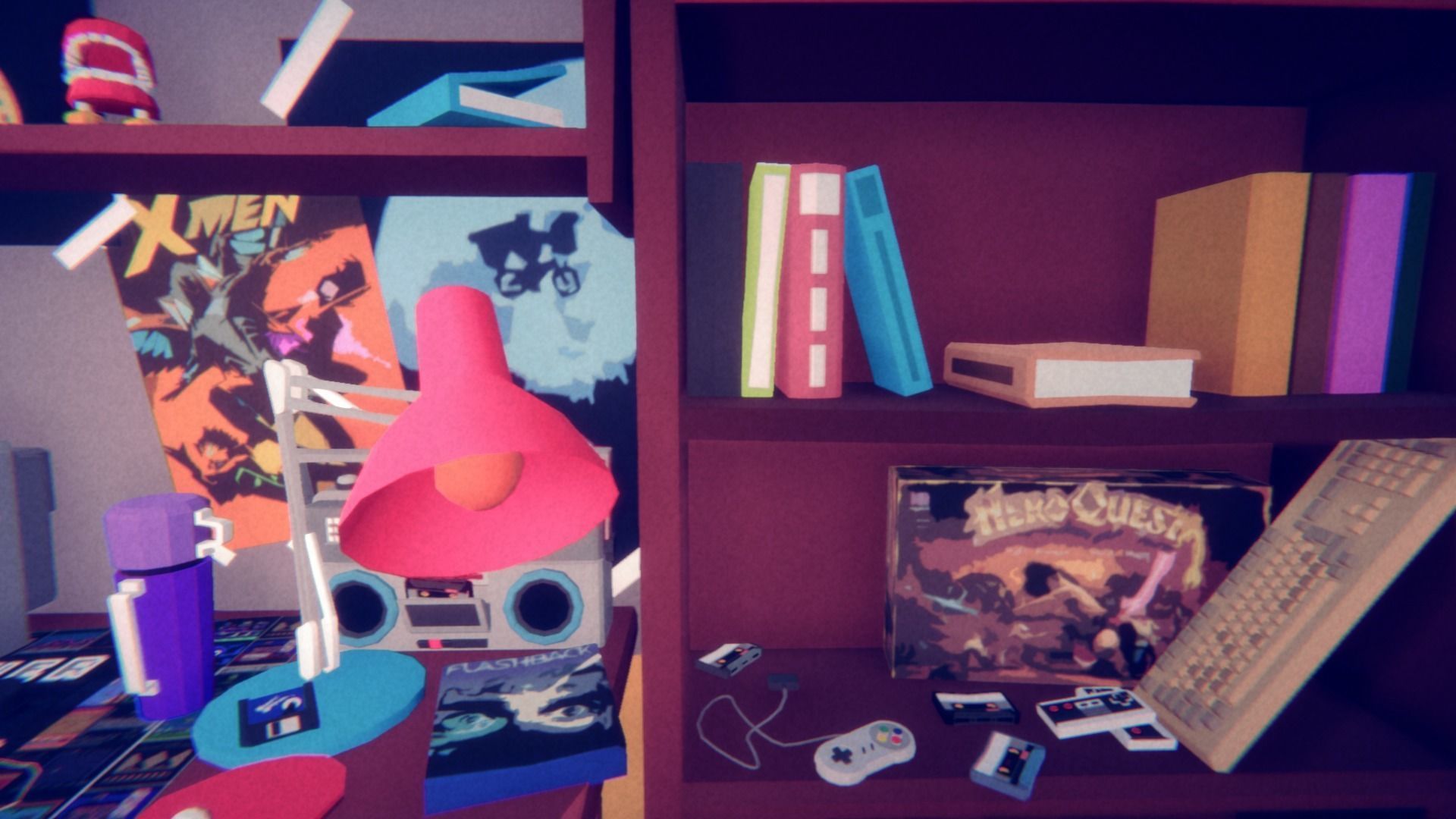 1980 - Retro Youth Room  3D Mid Poly  Low-poly 3D model_80