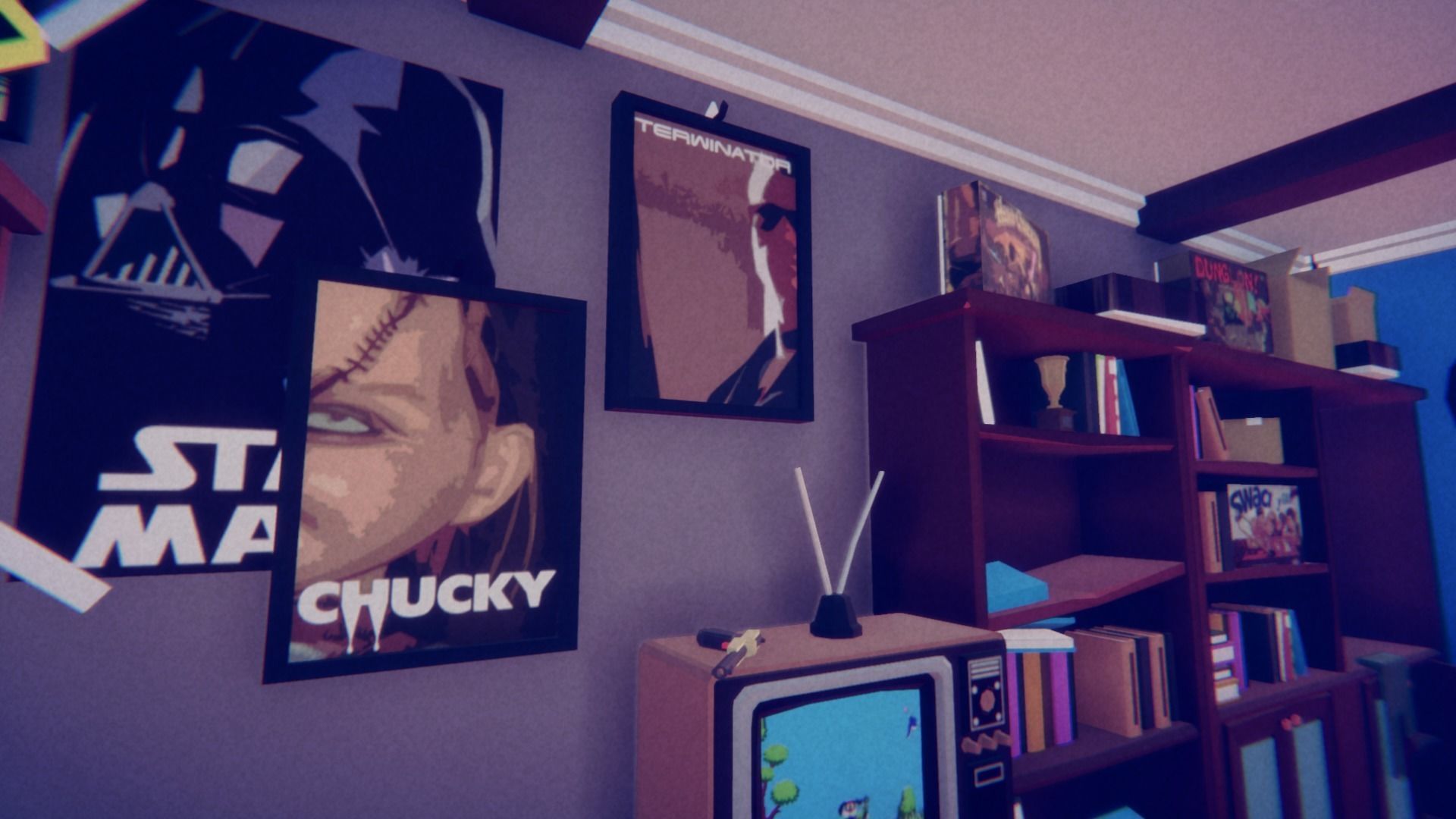 1980 - Retro Youth Room  3D Mid Poly  Low-poly 3D model_84