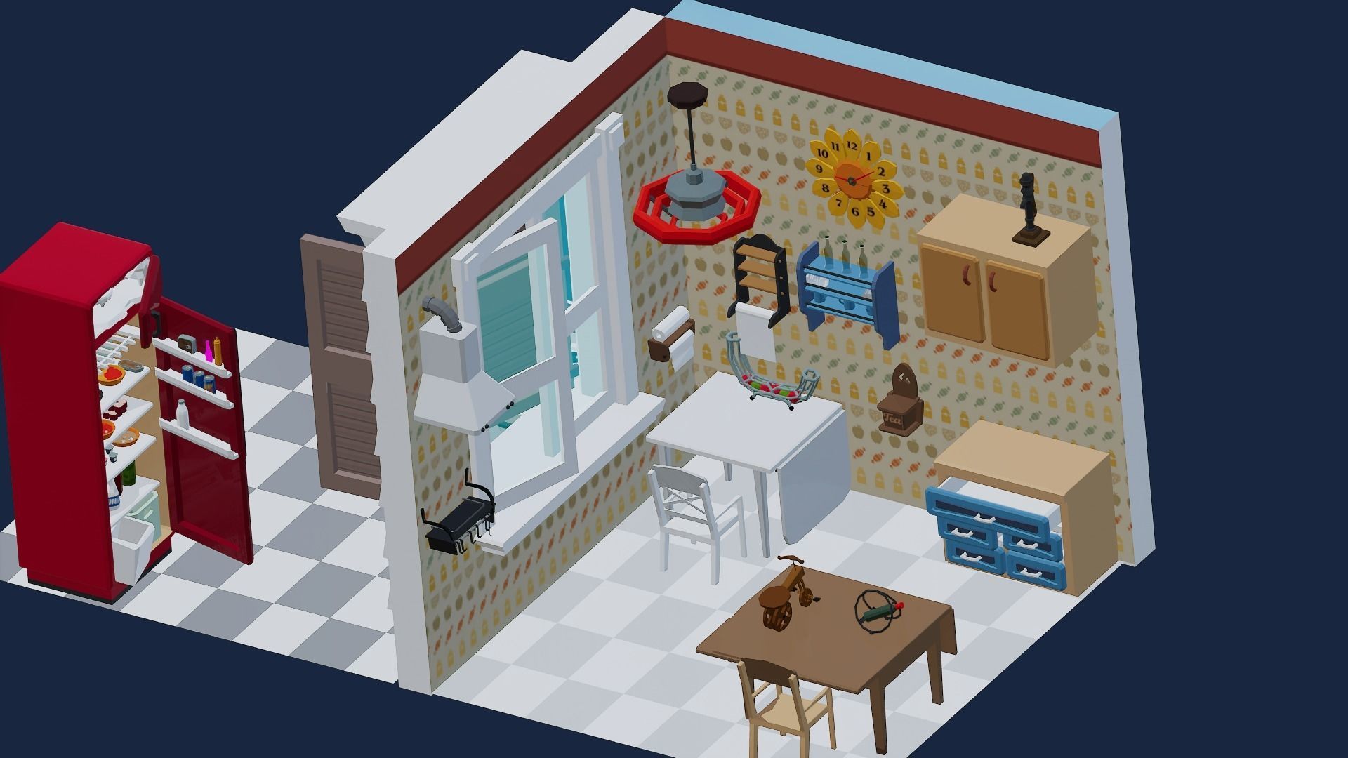 1980 - Retro Youth Room  3D Mid Poly  Low-poly 3D model_27