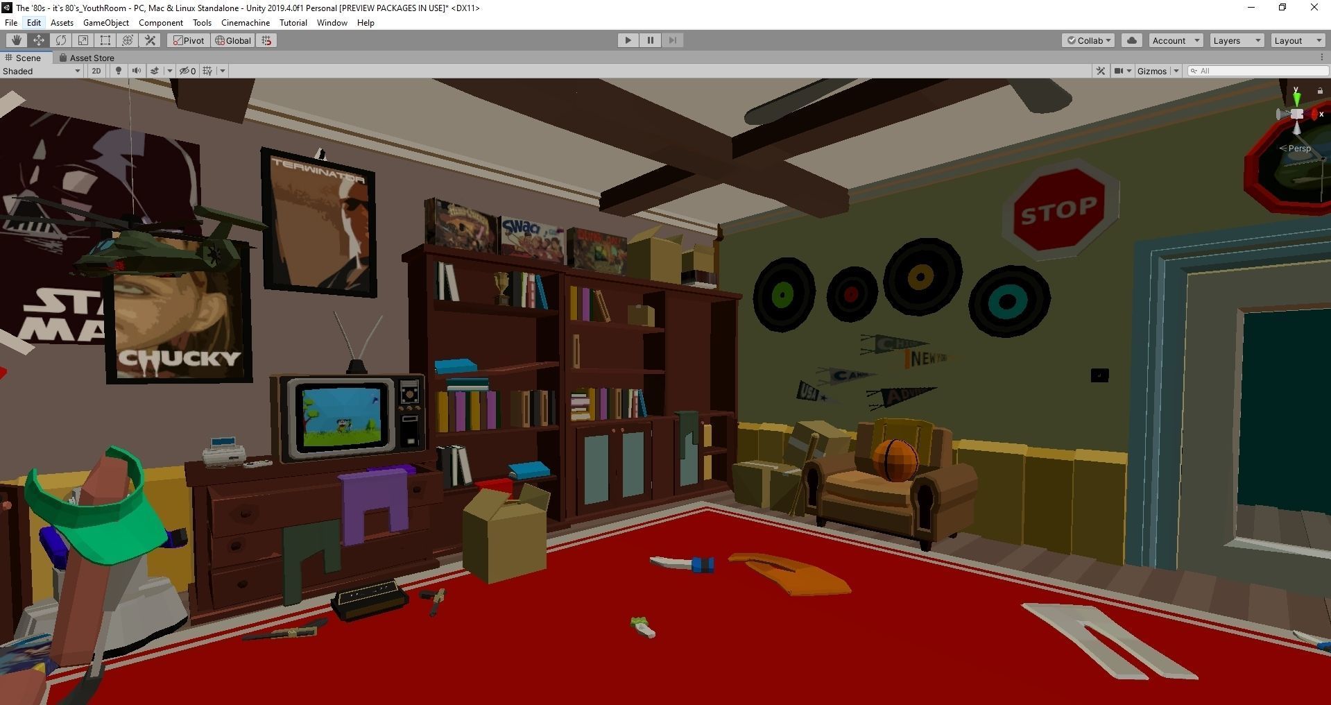 1980 - Retro Youth Room  3D Mid Poly  Low-poly 3D model_41