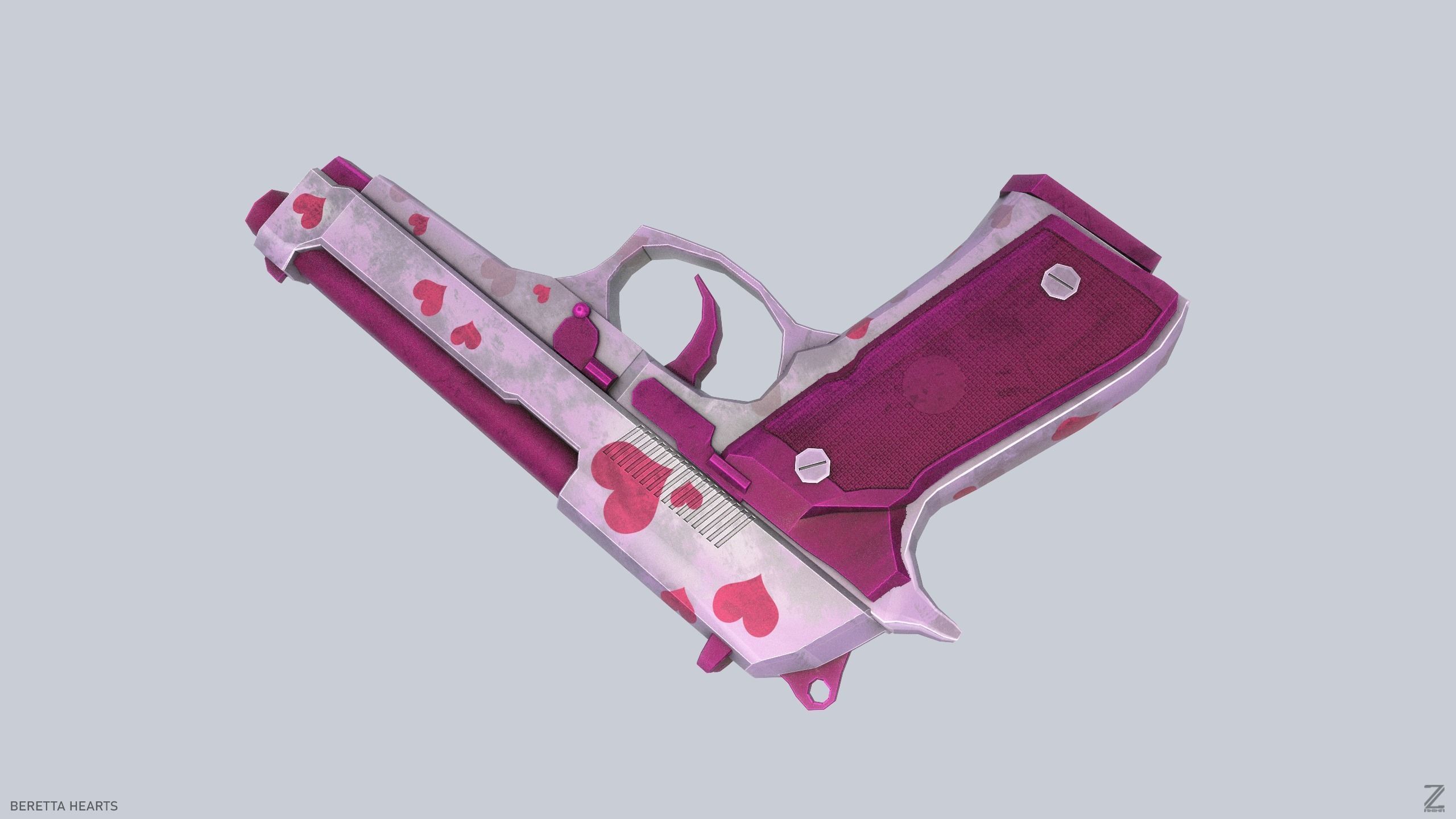 Beretta hearts Low-poly 3D model_6