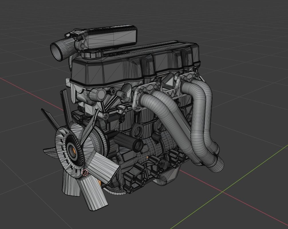 Toyota 22RE Engine 3D model_2