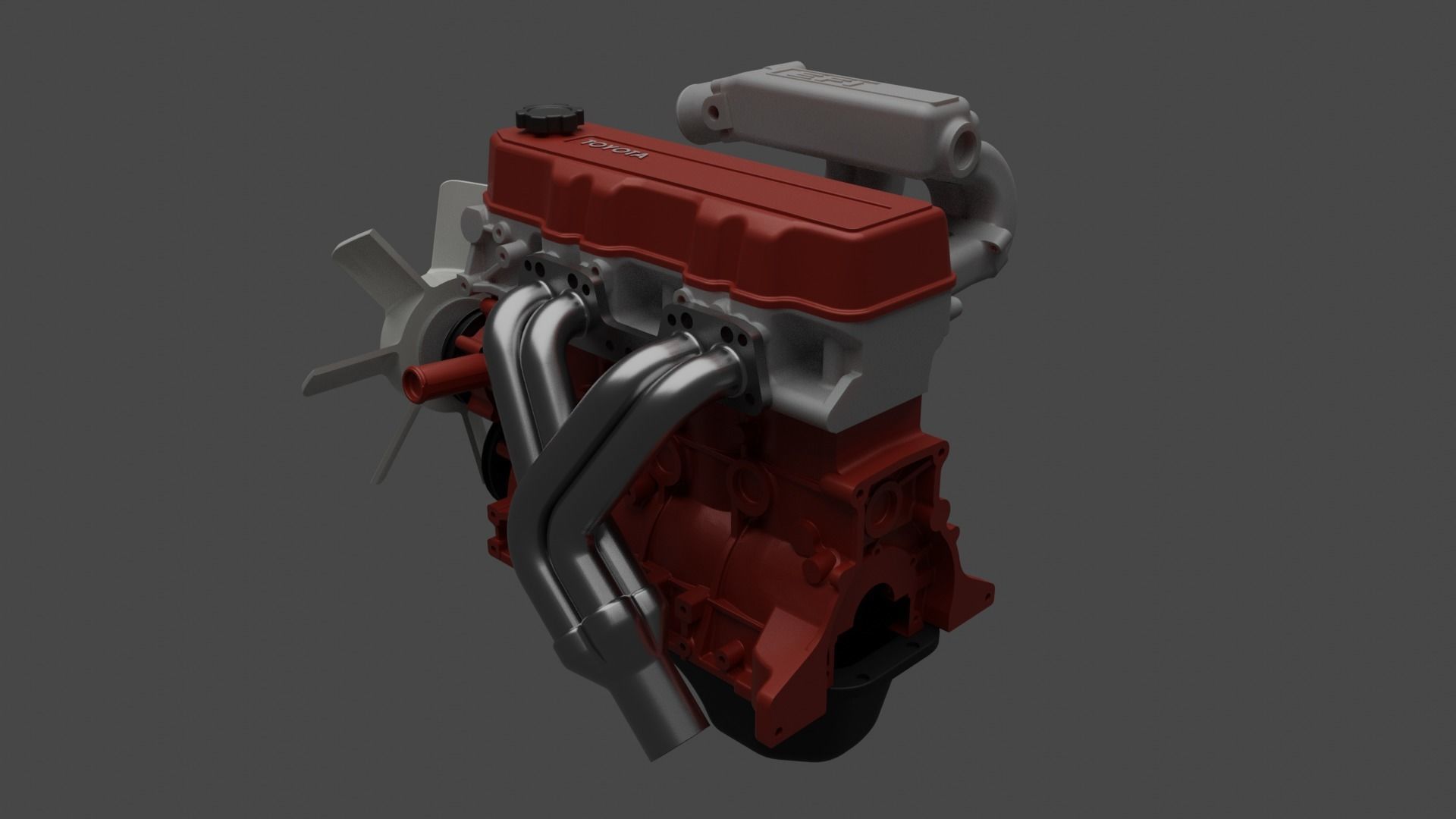 Toyota 22RE Engine 3D model_1