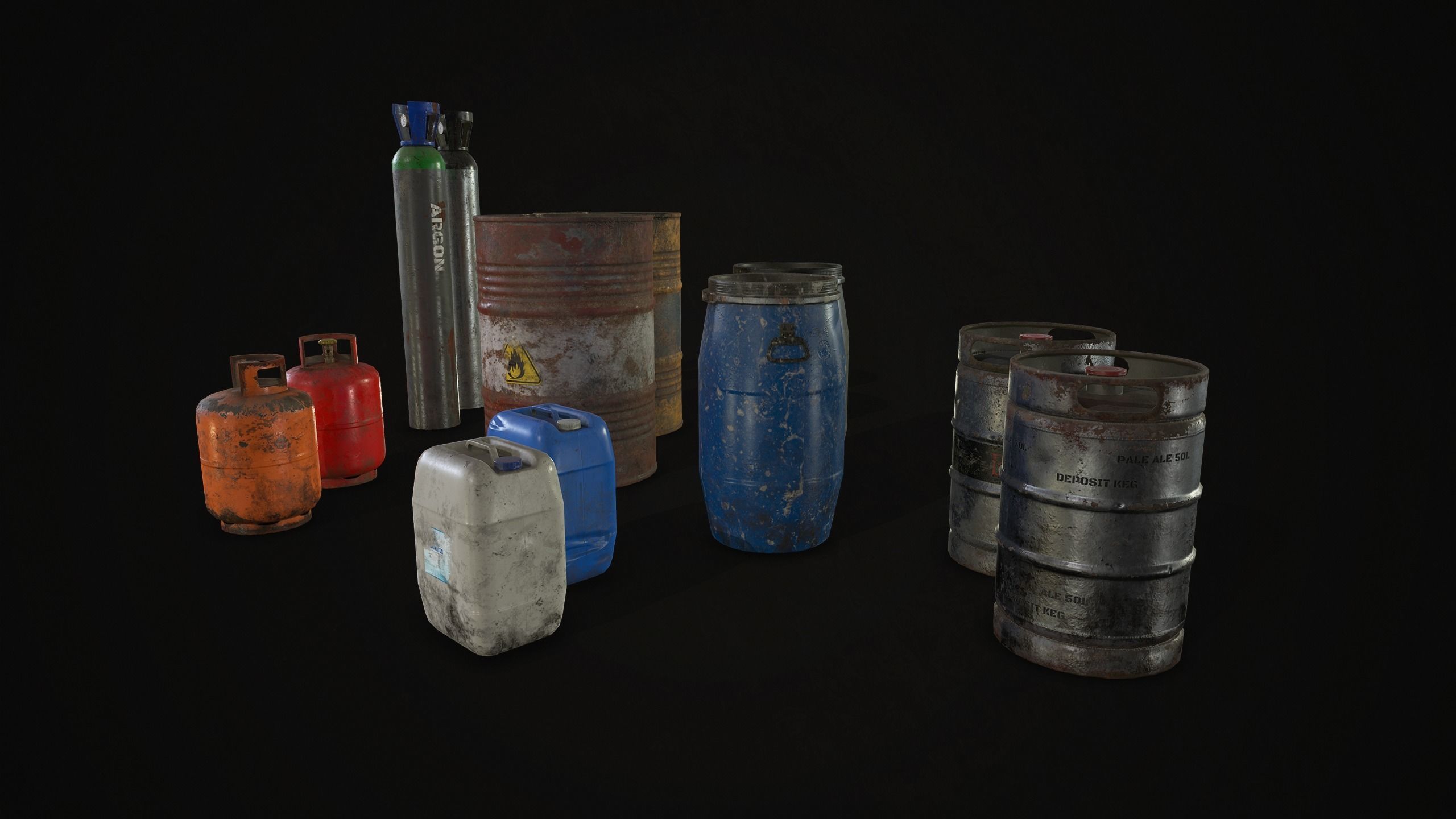 Barrels  Drums and Containers Low-poly 3D model_3