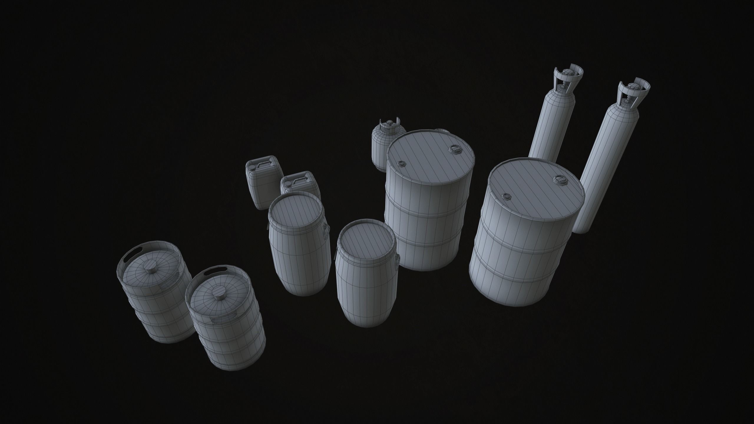 Barrels  Drums and Containers Low-poly 3D model_16