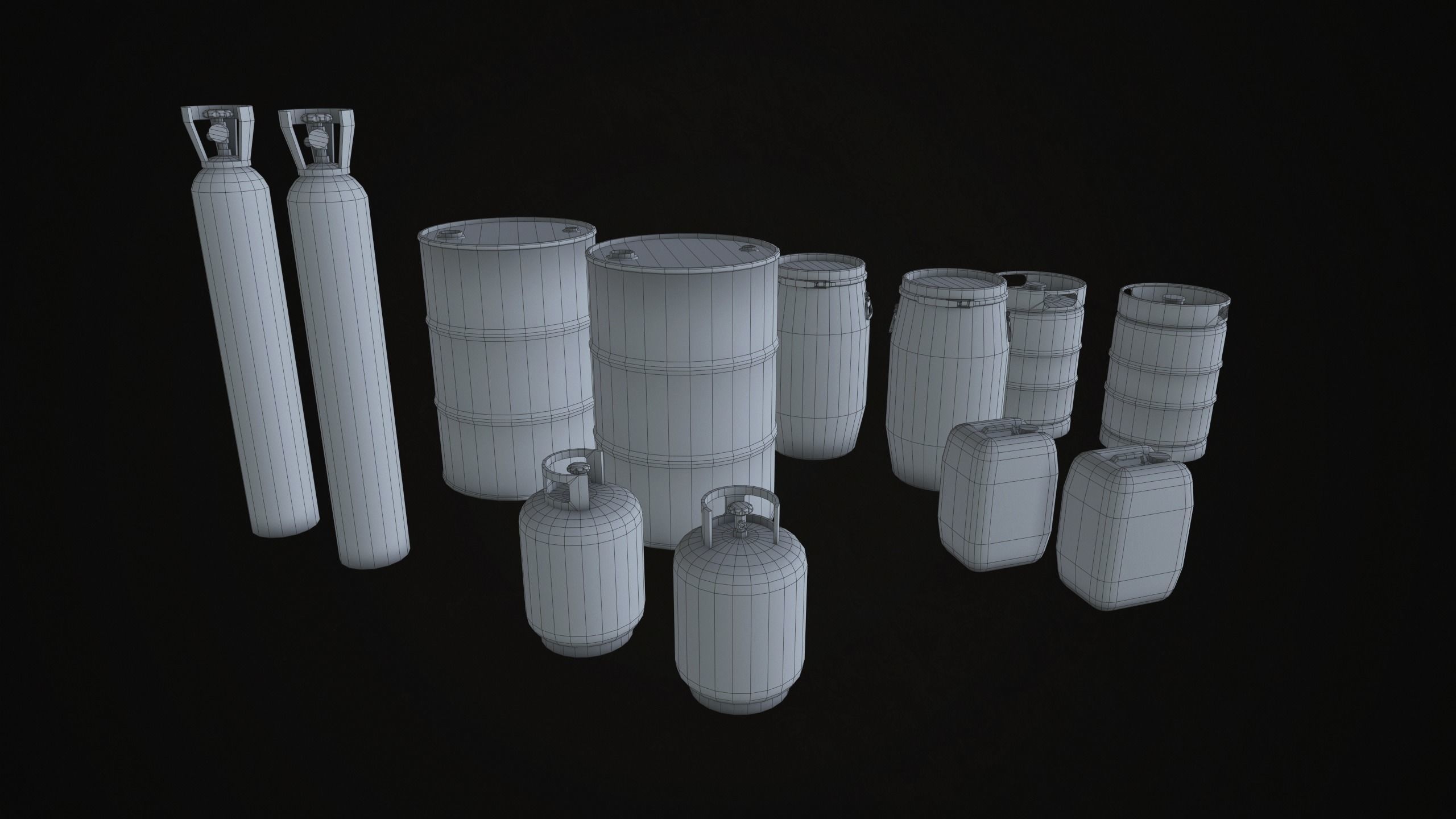 Barrels  Drums and Containers Low-poly 3D model_15