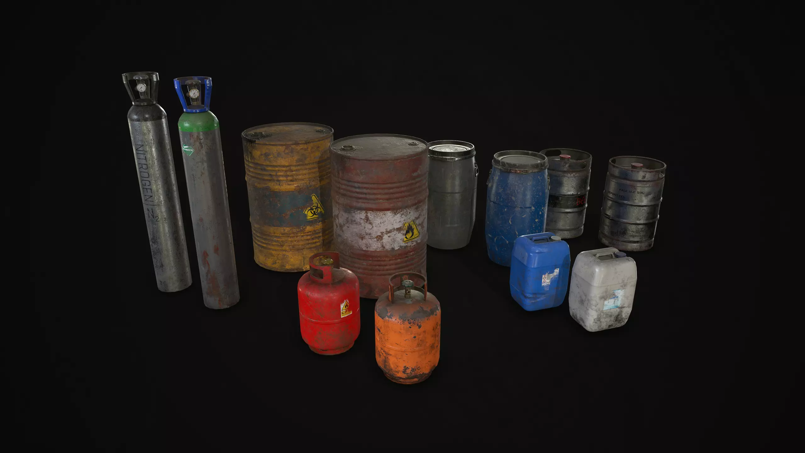 Barrels  Drums and Containers Low-poly 3D model_0
