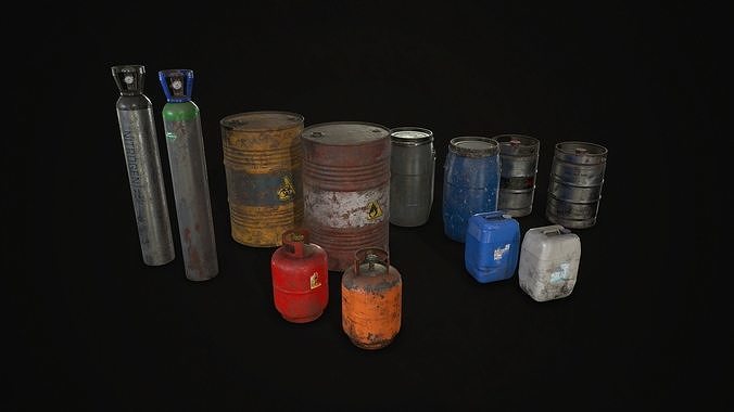 Barrels  Drums and Containers Low-poly 3D model